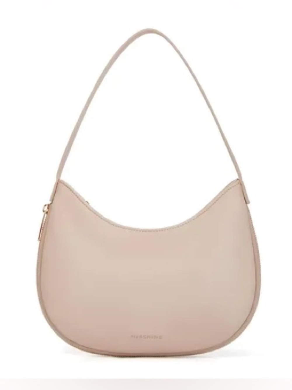 Sleek Crescent Shoulder Bag in Beige